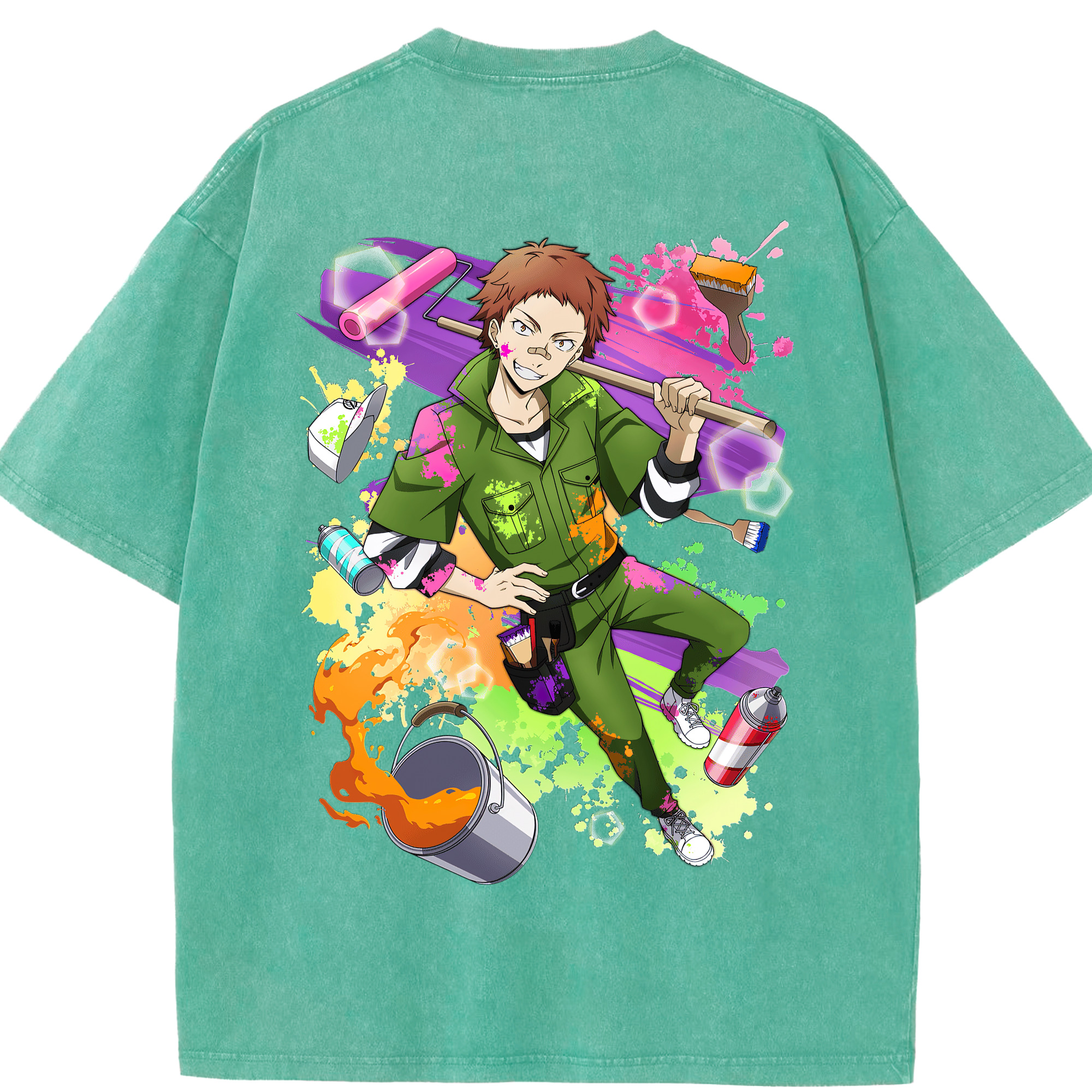 （画像用） 文豪ストレイドッグス Bungo Stray Dogs 綿100% ヴィンテージ風 半袖Tシャツ（背面プリント）